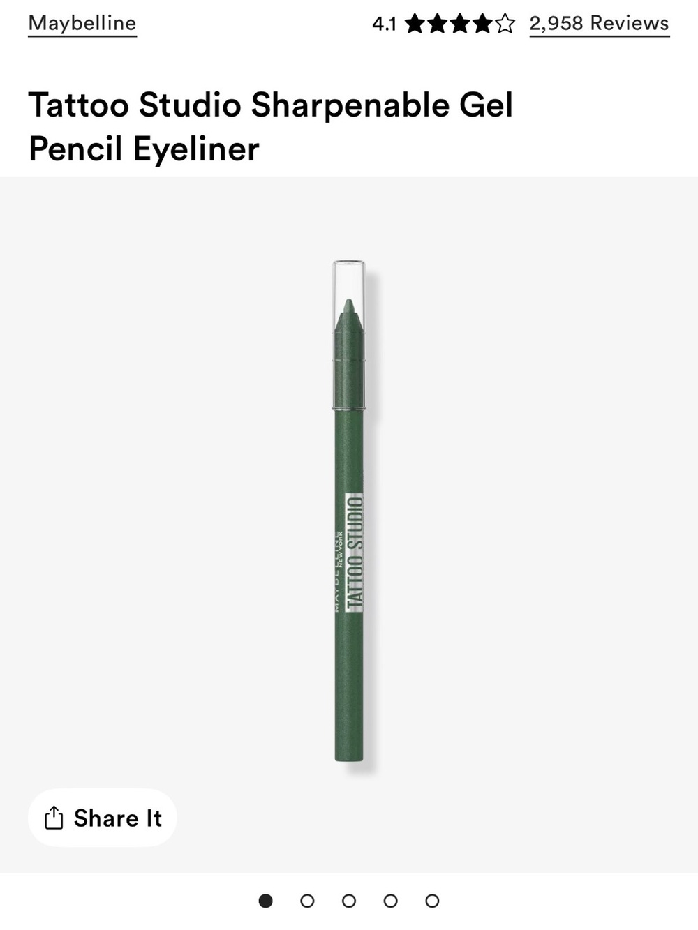 Maybelline Tattoo Studio Sharpenable Gel Pencil Eyeliner Shade Hunter Green